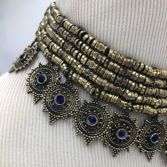 Afghan Vintage Multilayers Choker Necklace, Gift For Her, Vintage Coins Jewelry - Picture 6 of 12